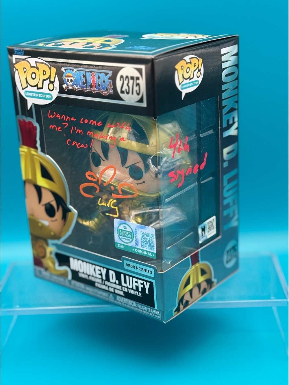 Colleen Clinkenbeard signed LE 9500 Luffy #4 ever signed one piece Funko MAS COA